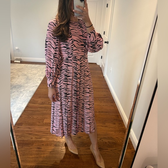 RIXO Pink and Black Zebra Long Sleeve Dress - Picture 2 of 7